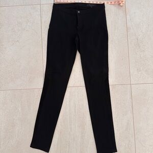 Black Equestrian-inspired Slim Fit Pants w/leather inserts